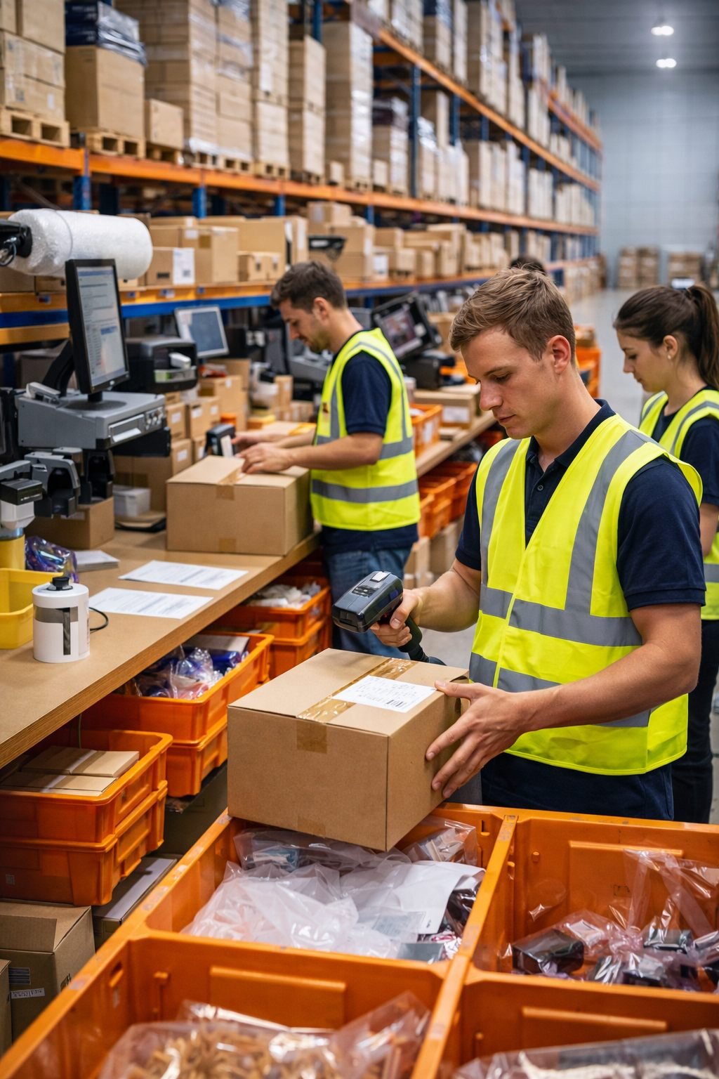 Work force team working on pick and pack fulfilment order